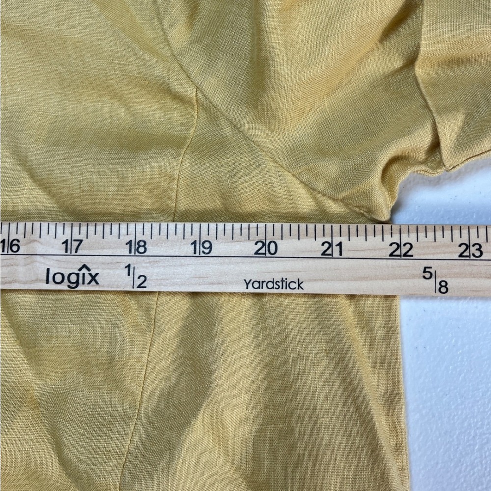 J.Jill Love Linen Mustard Yellow Short Sleeve Button Front Shirt Dress Medium - Picture 8 of 9
